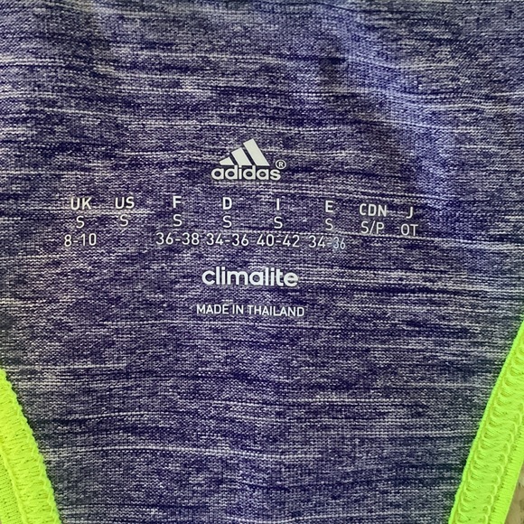 Adidas Climate Racerback Tank purple with neon trim size Small - Picture 4 of 5